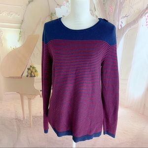 Talbots Striped Zipper Color block Knit Sweater
